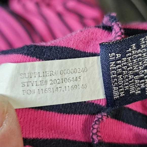 LRL Ralph Lauren 2X Plus Pink Black Striped Cotton Y2K Preppy V-Neck Henley Top - Picture 6 of 8